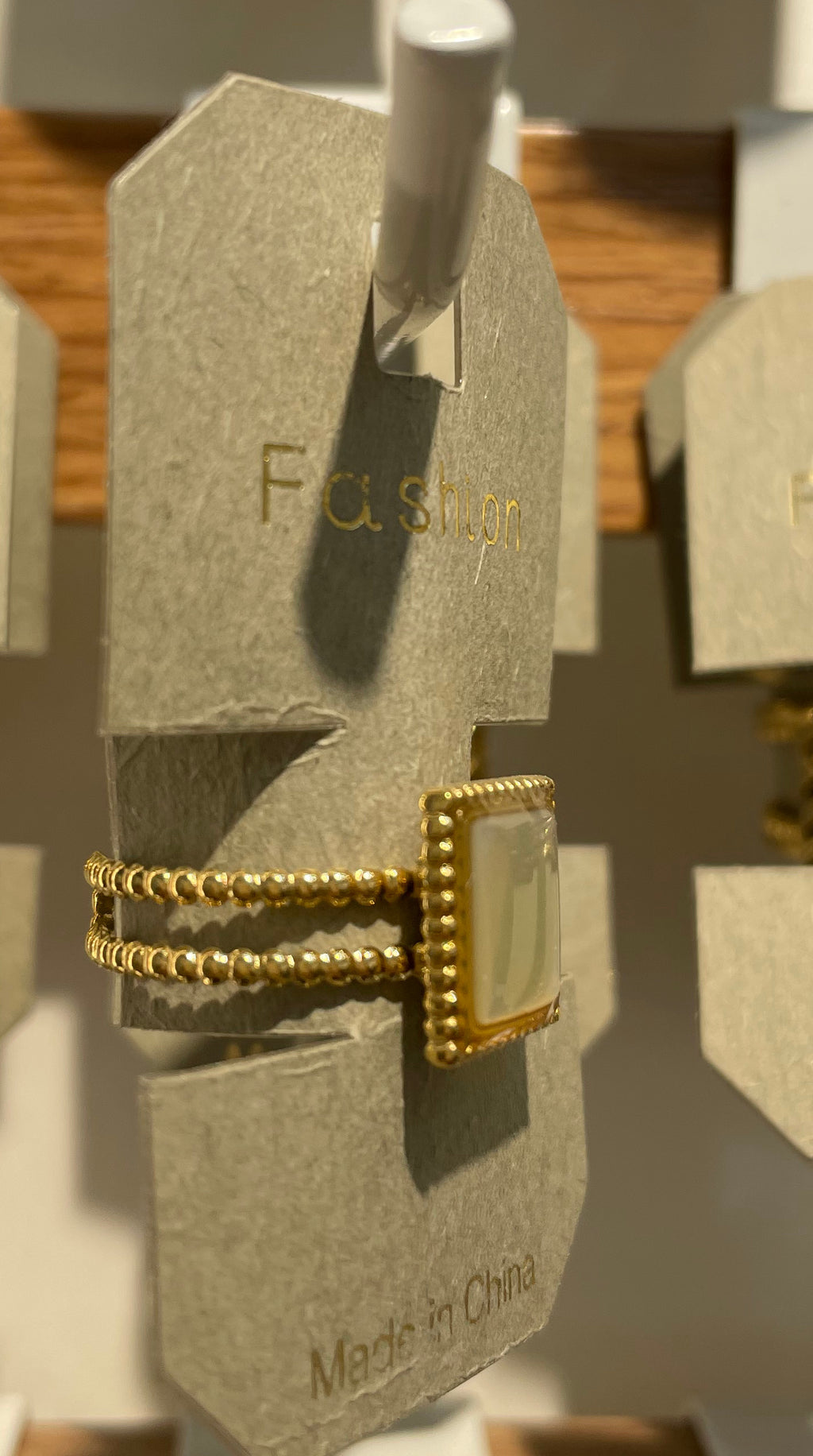 White Square Rope Frame Ring - W1-0178