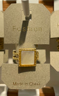 White Square Rope Frame Ring - W1-0178