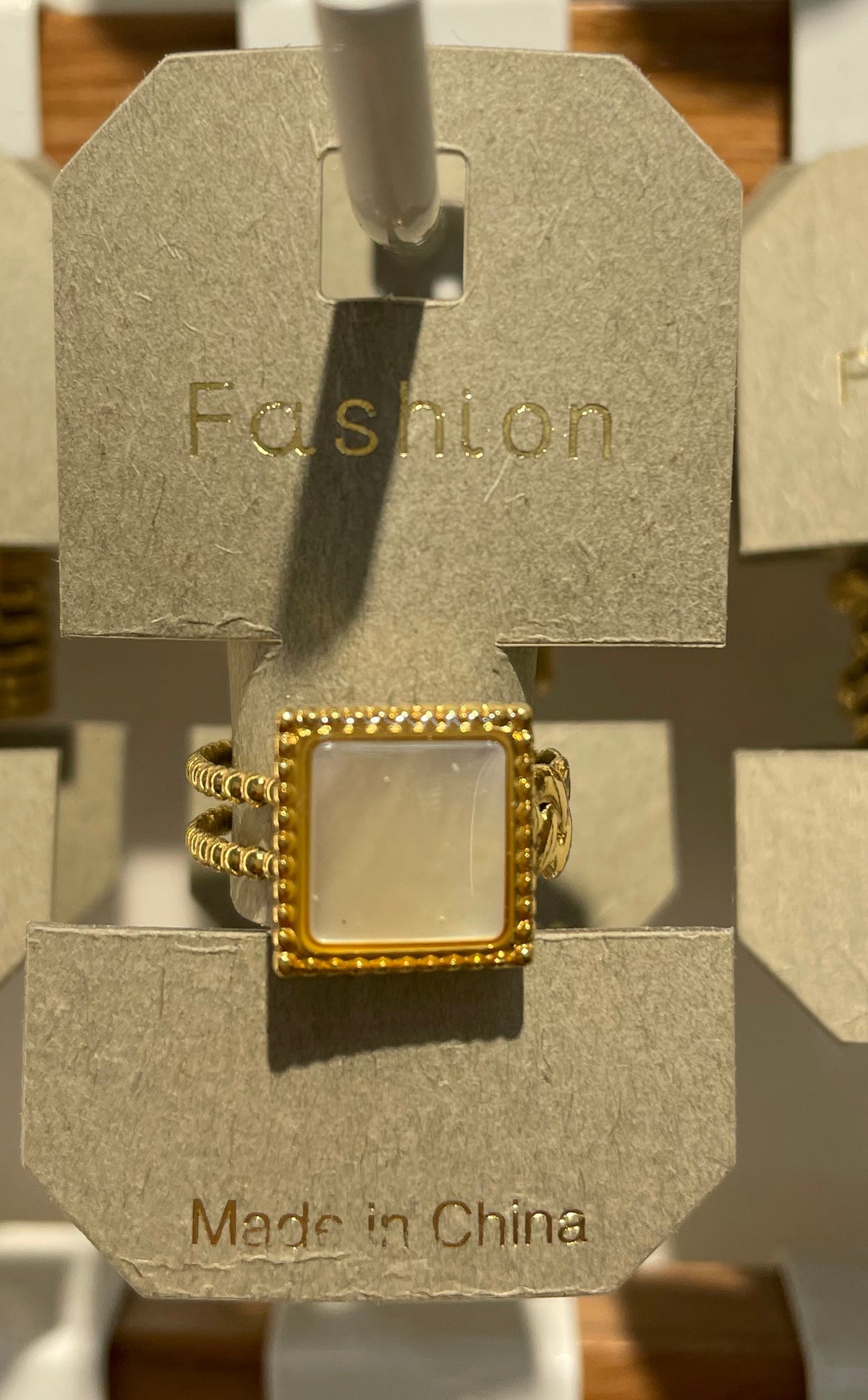 White Square Rope Frame Ring - W1-0178
