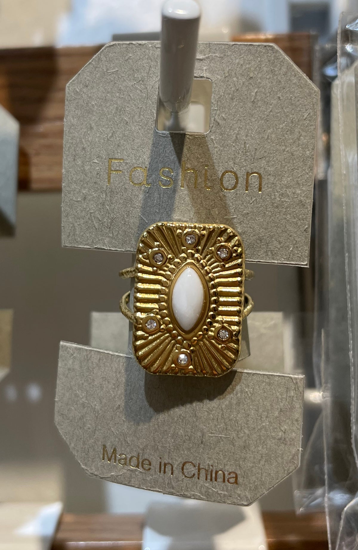 Textured Rectangle Signet Ring - W1-0183