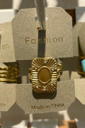 Textured Rectangle Signet Ring - W1-0183