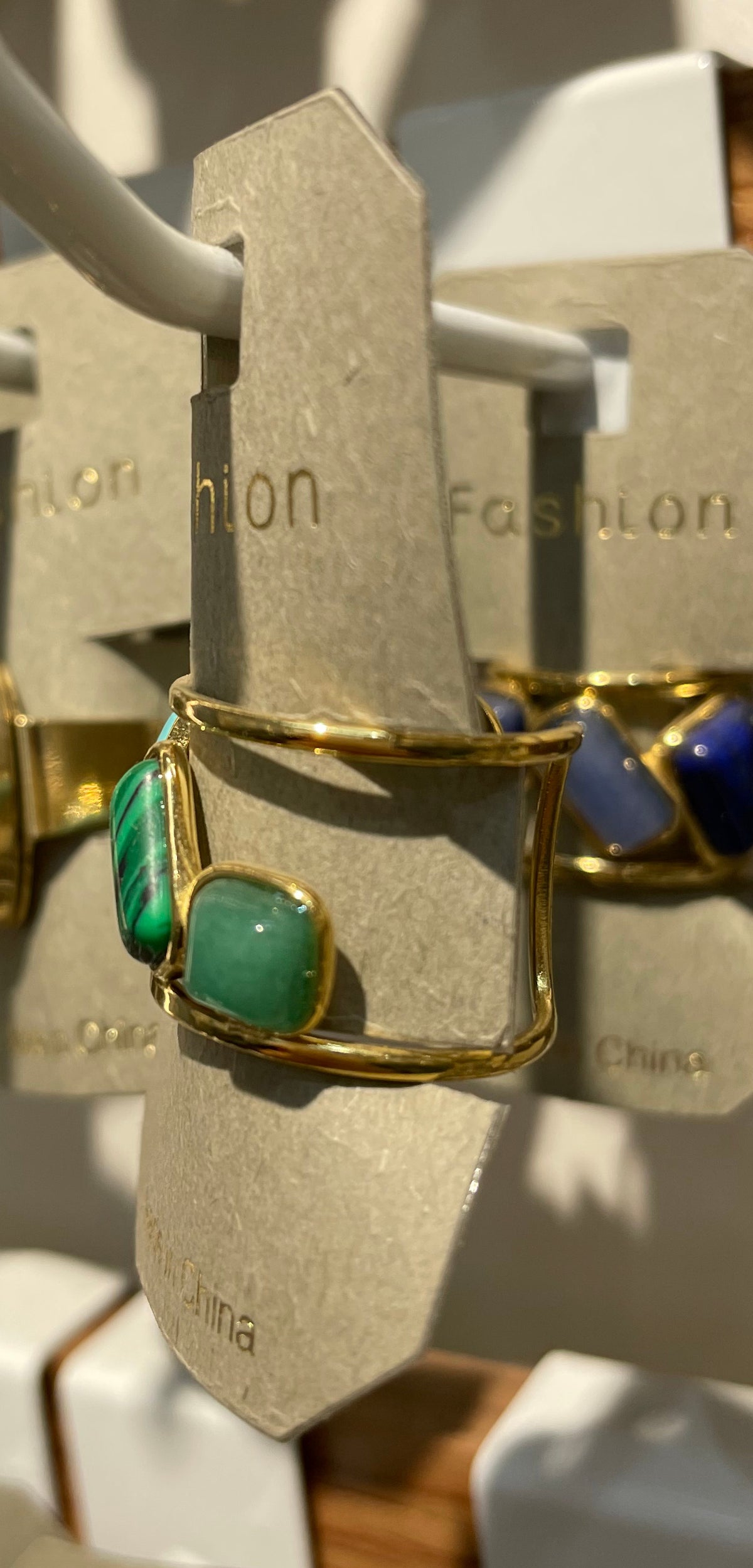 Green and Turquoise Stone Ring - W1-0185