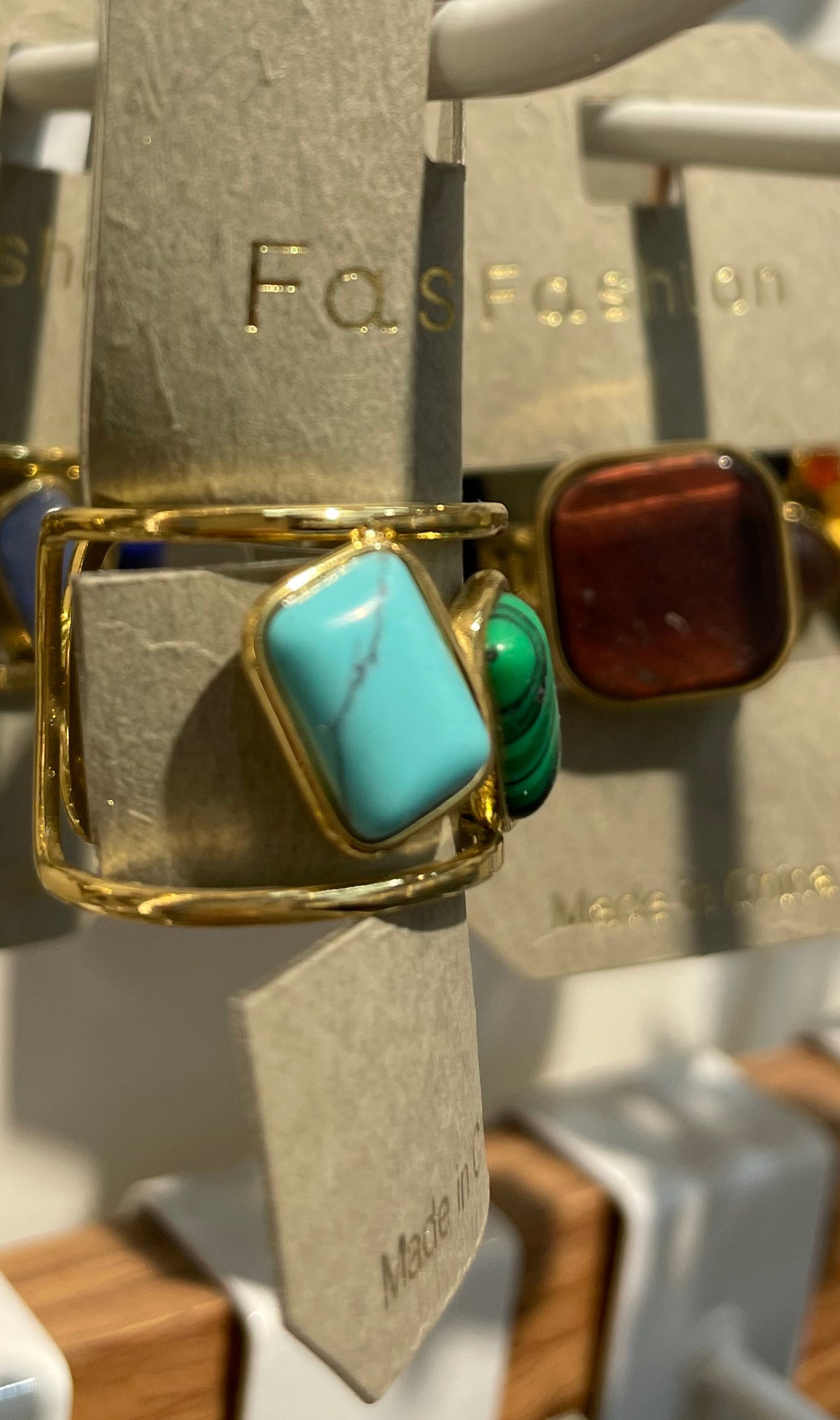 Green and Turquoise Stone Ring - W1-0185