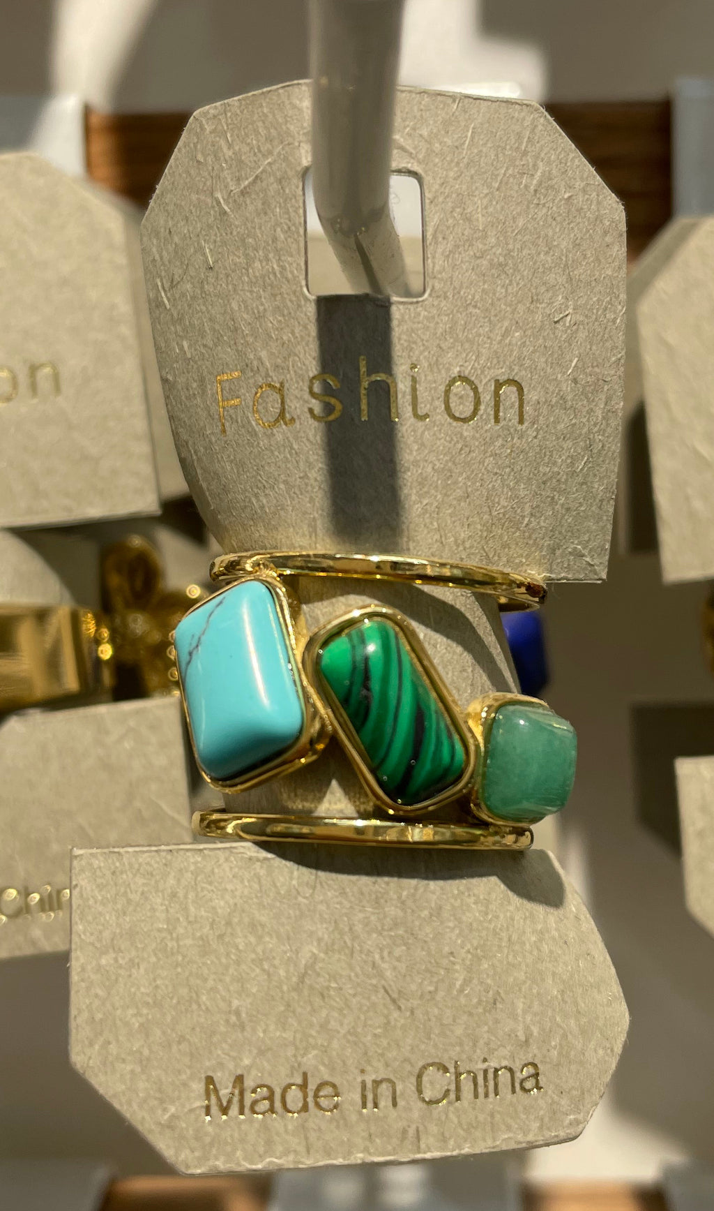 Green and Turquoise Stone Ring - W1-0185