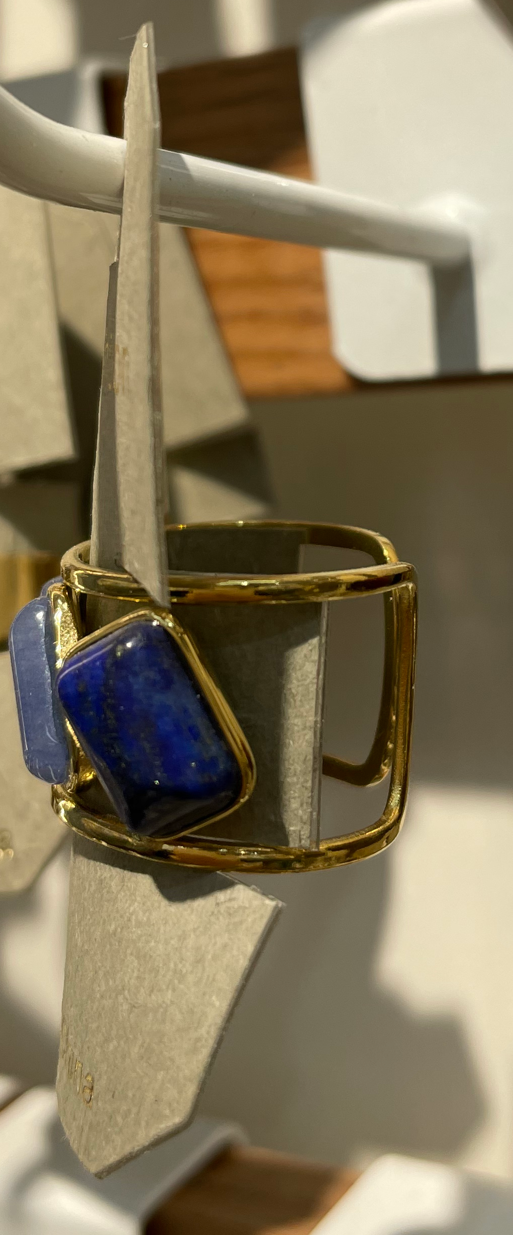 Blue Three Stone Open Ring - W1-0186