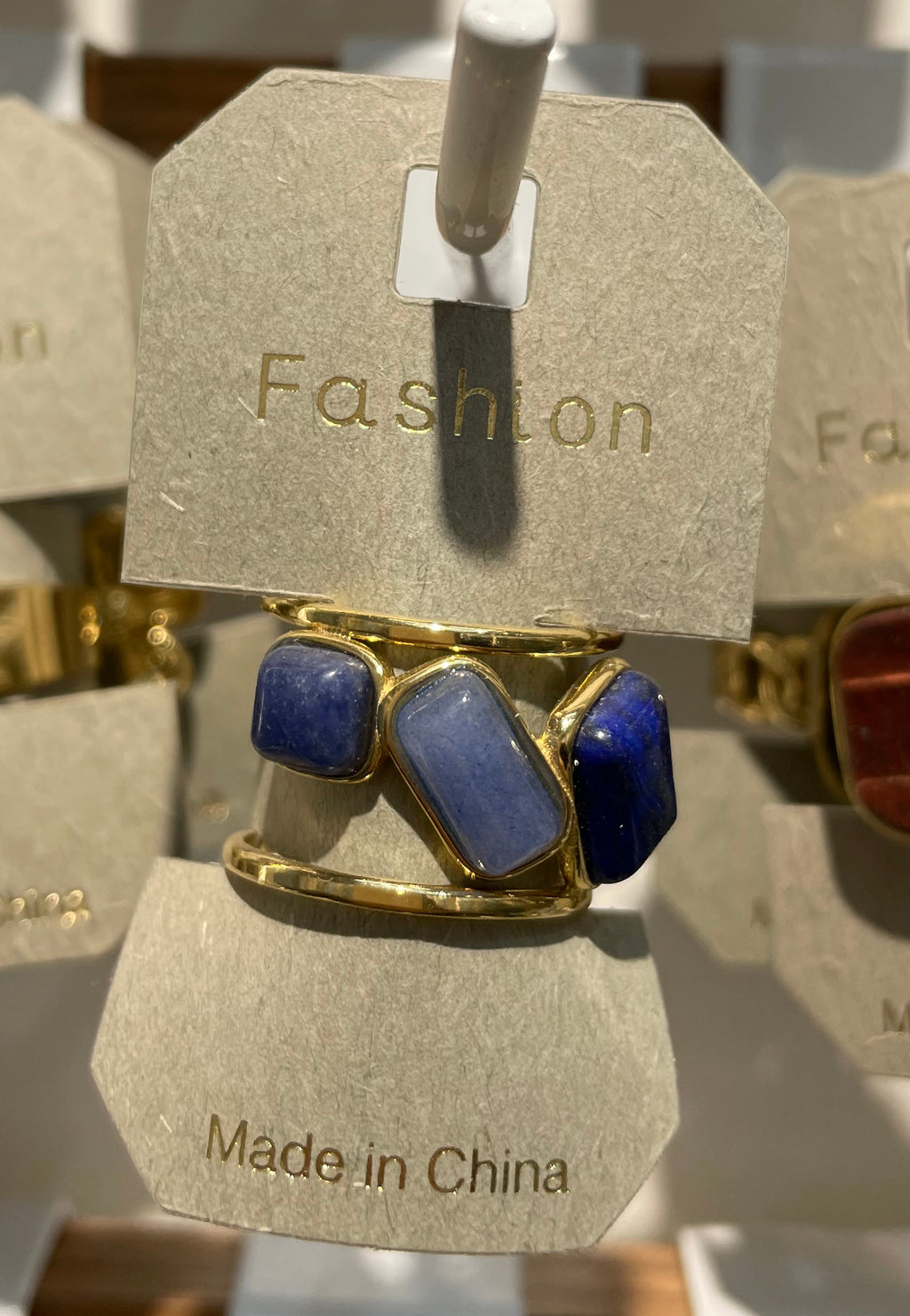 Blue Three Stone Open Ring - W1-0186
