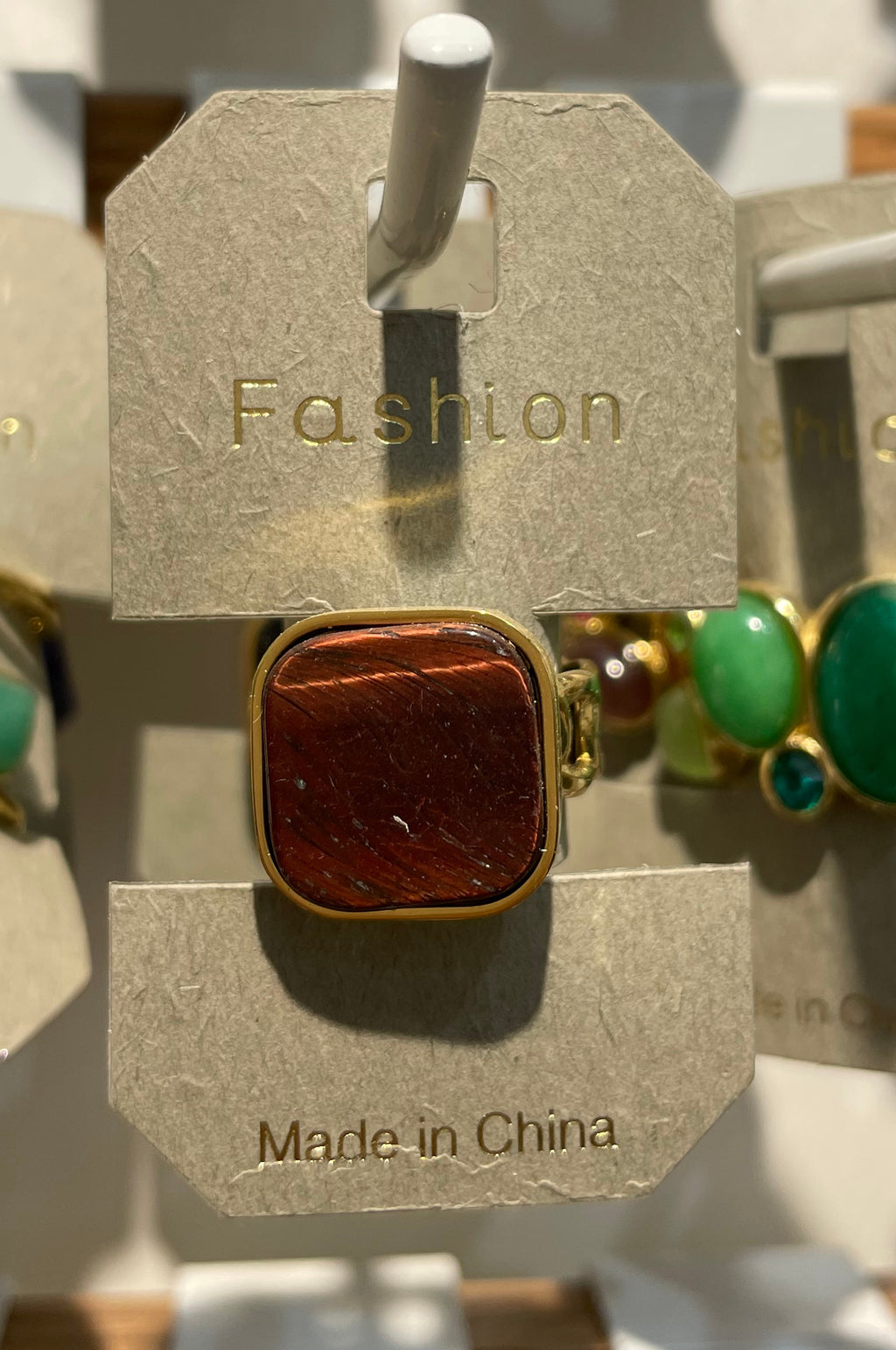 Brown Square Stone Ring - W1-0187