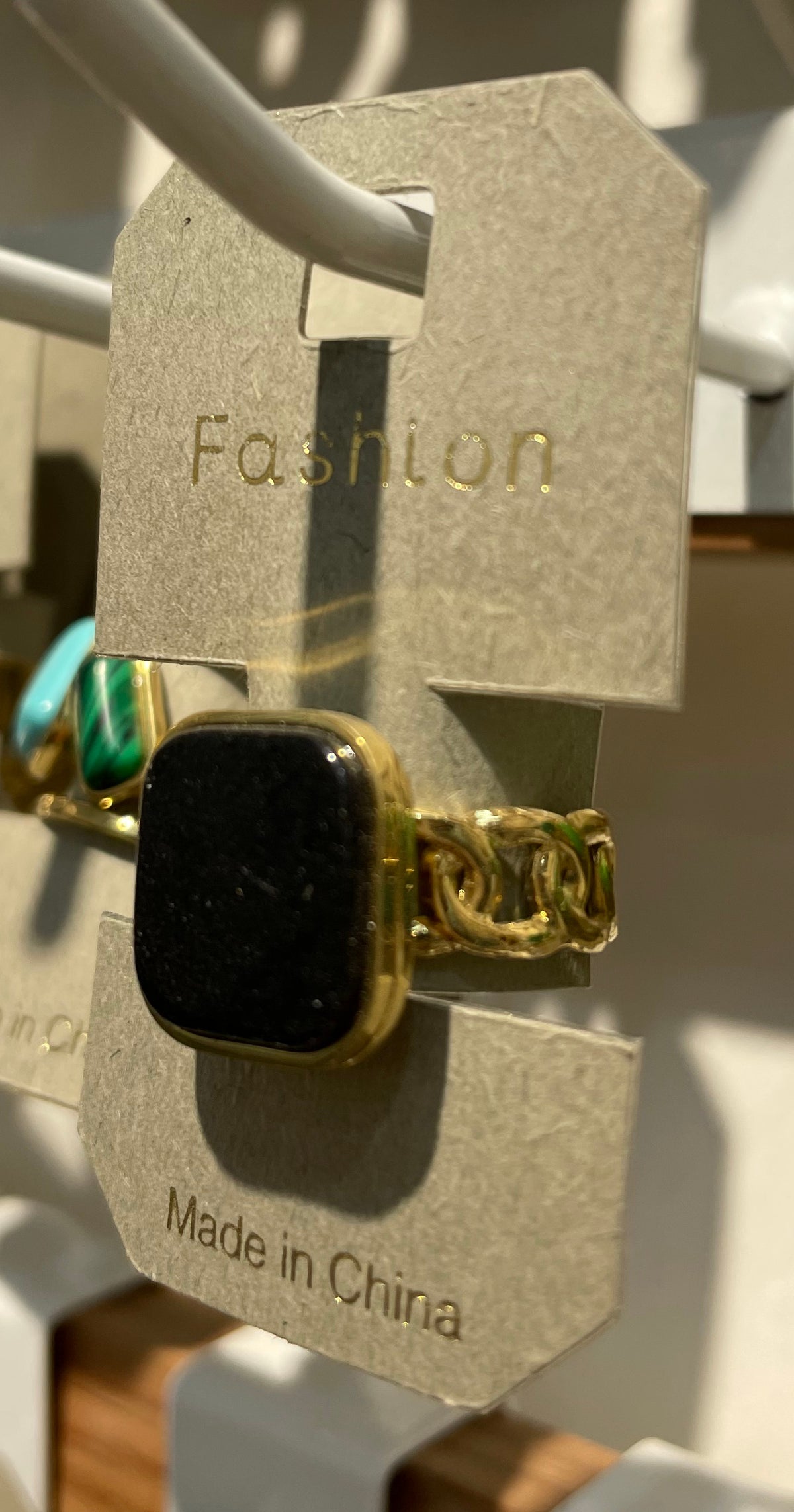 Black Square Stone Ring - W1-0188