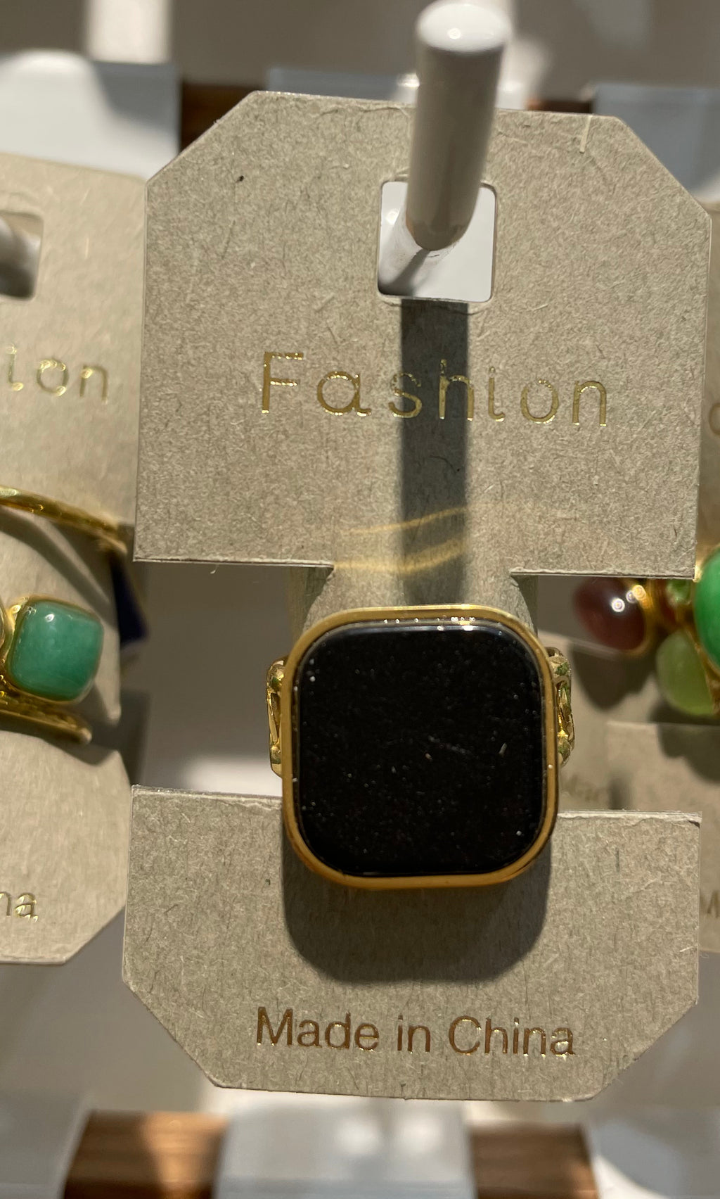 Black Square Stone Ring - W1-0188