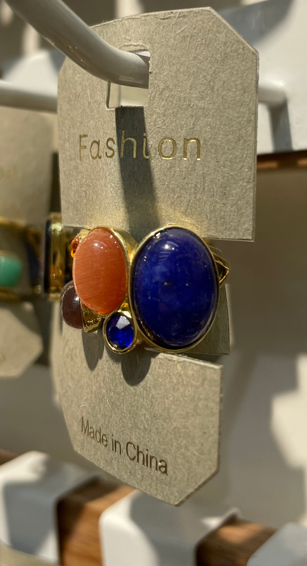 Multicolor Oval Stone Ring - W1-0190