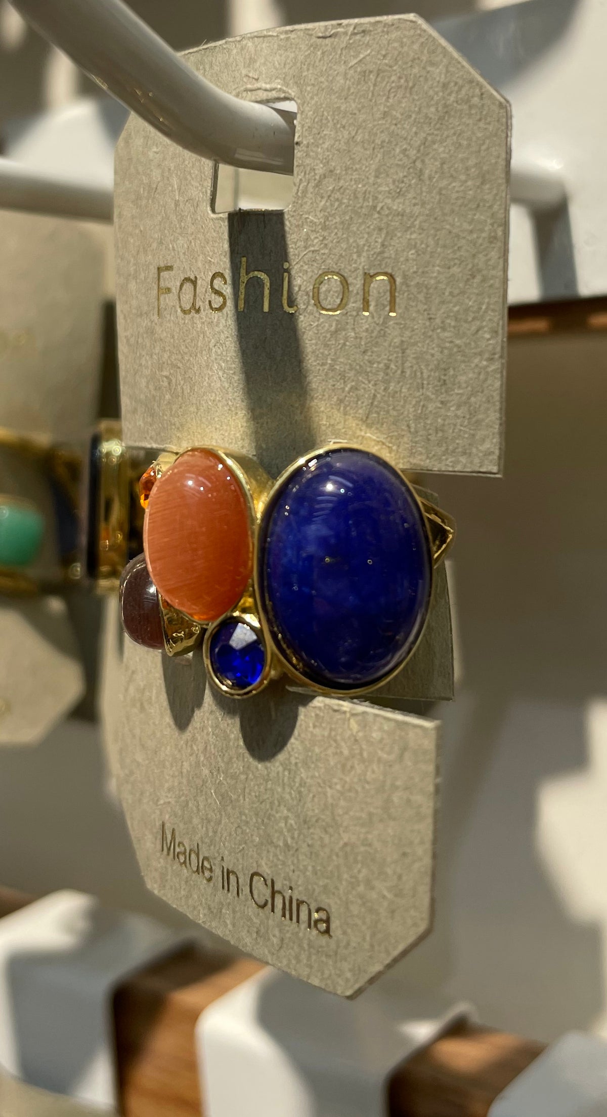Multicolor Oval Stone Ring - W1-0190