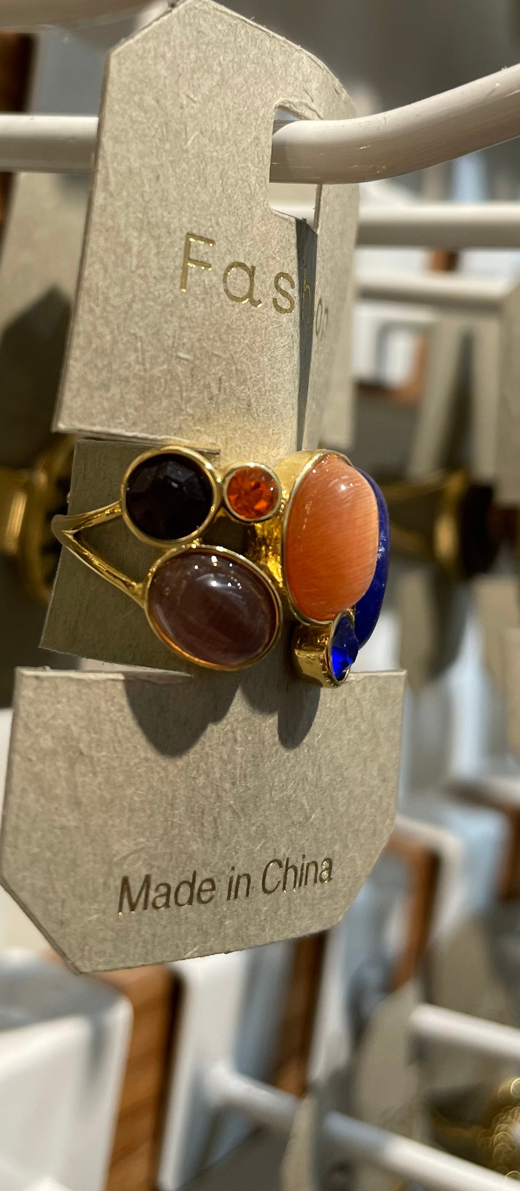 Multicolor Oval Stone Ring - W1-0190