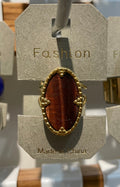 Brown Oval Claw Frame Ring - W1-0191