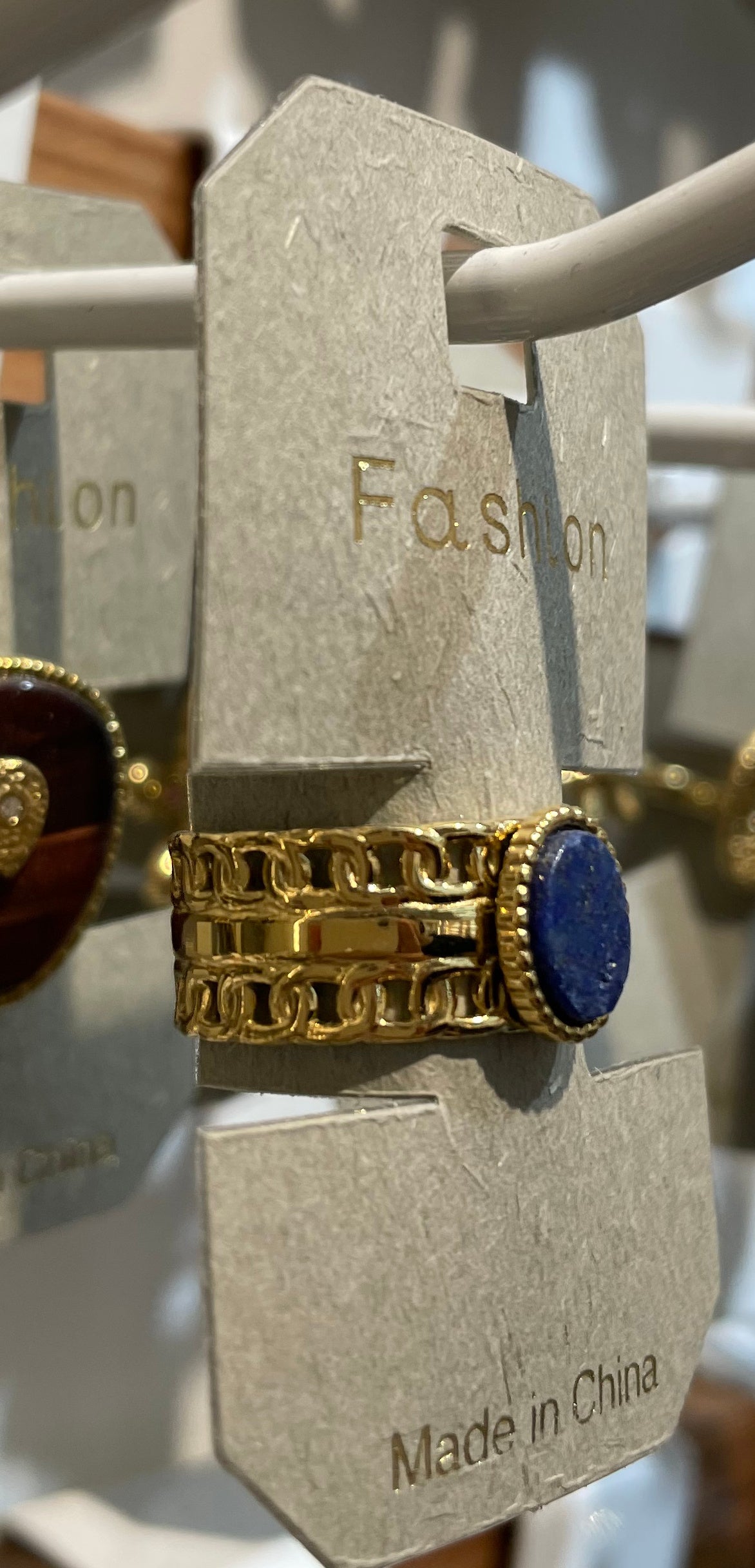 Blue Oval Chain Band Ring - W1-0193