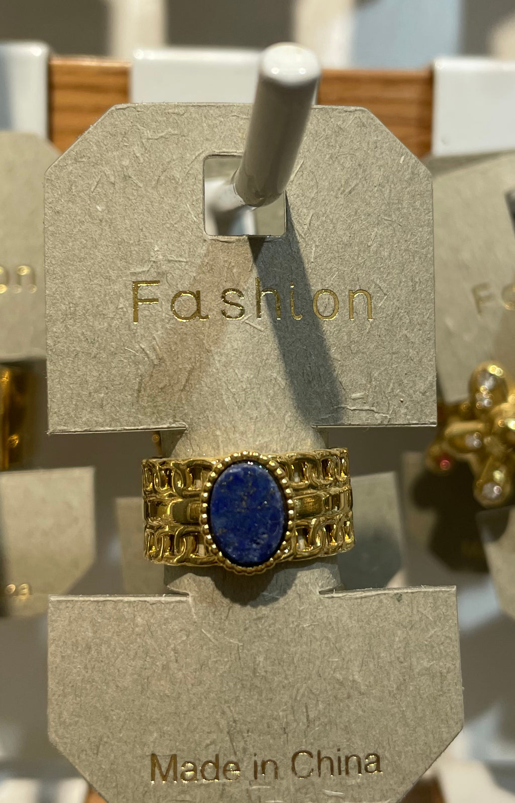 Blue Oval Chain Band Ring - W1-0193