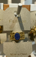 Blue Oval Chain Band Ring - W1-0193