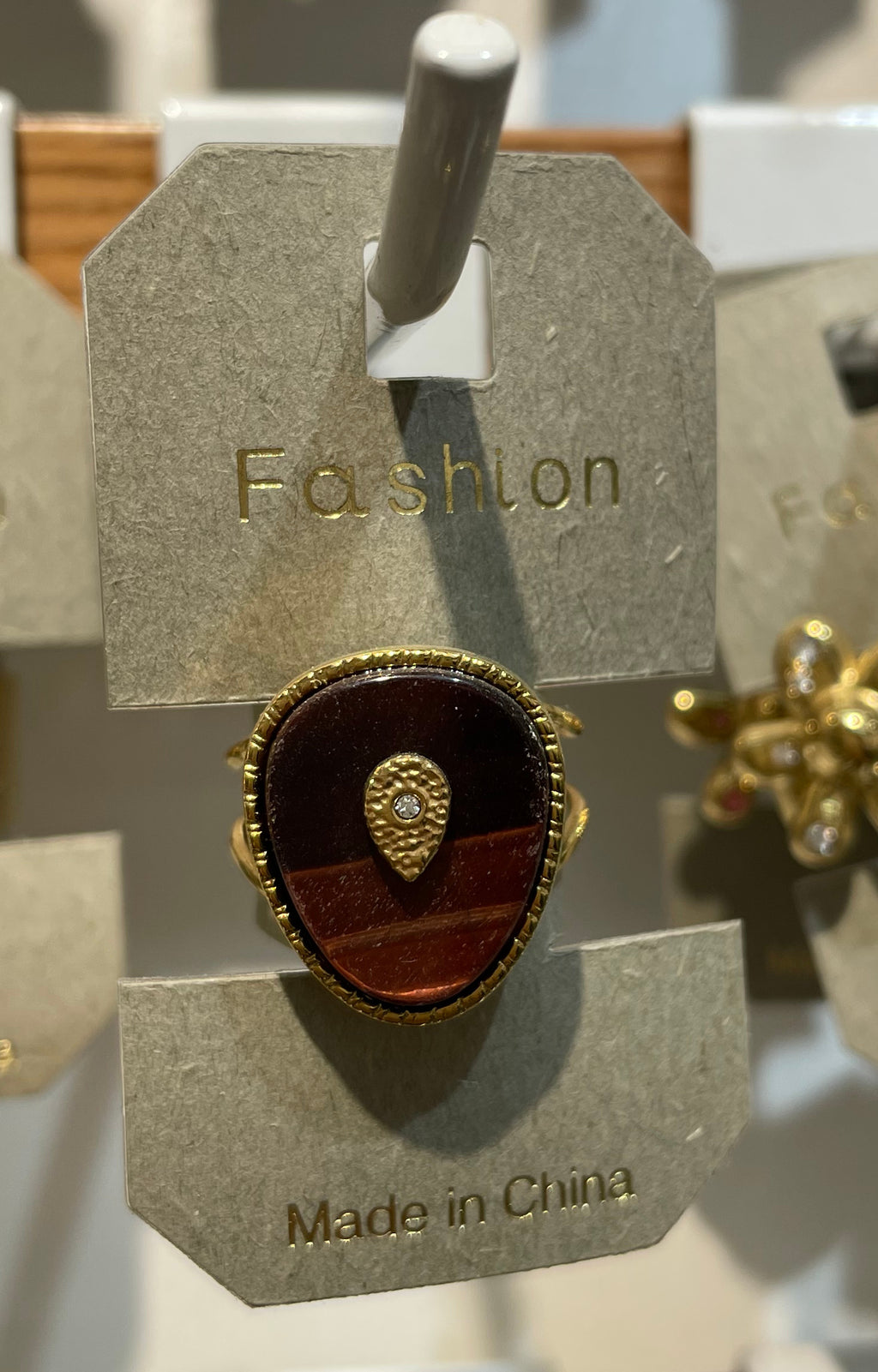 Brown Teardrop Accent Ring - W1-0194