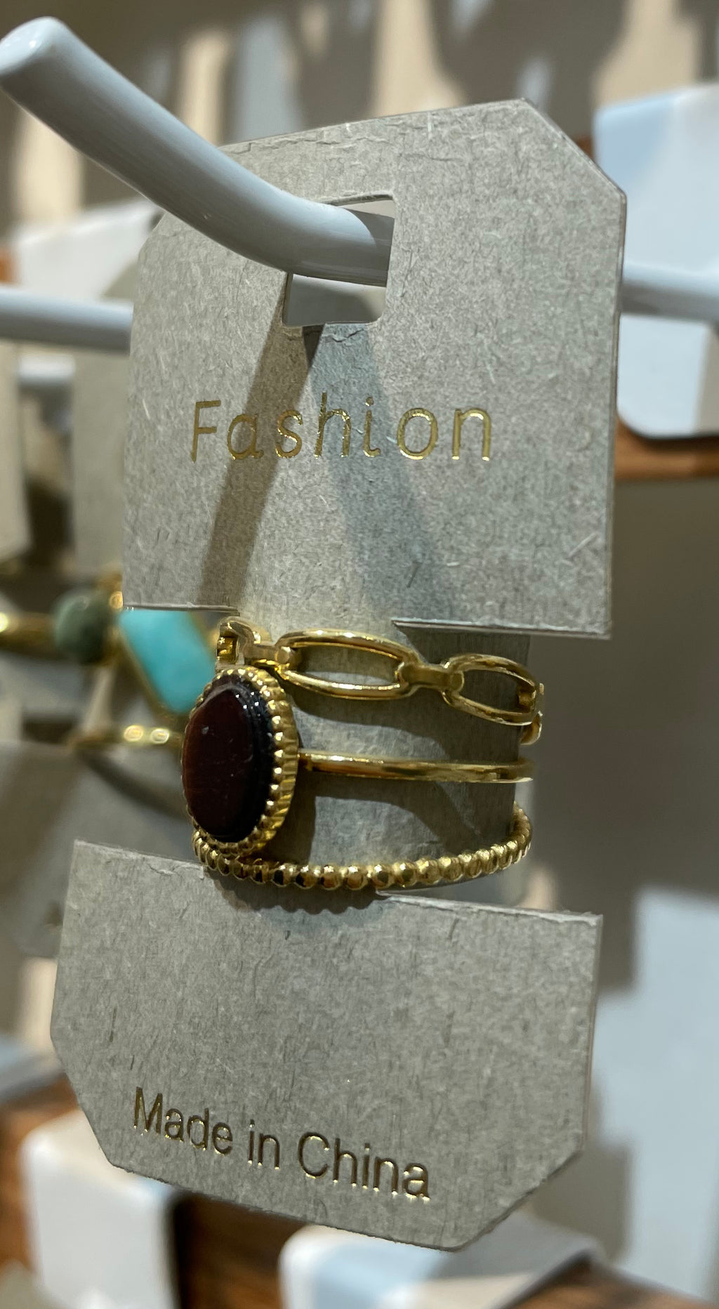 Brown Oval Layered Band Ring - W1-0199