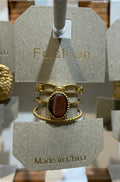 Brown Oval Layered Band Ring - W1-0199