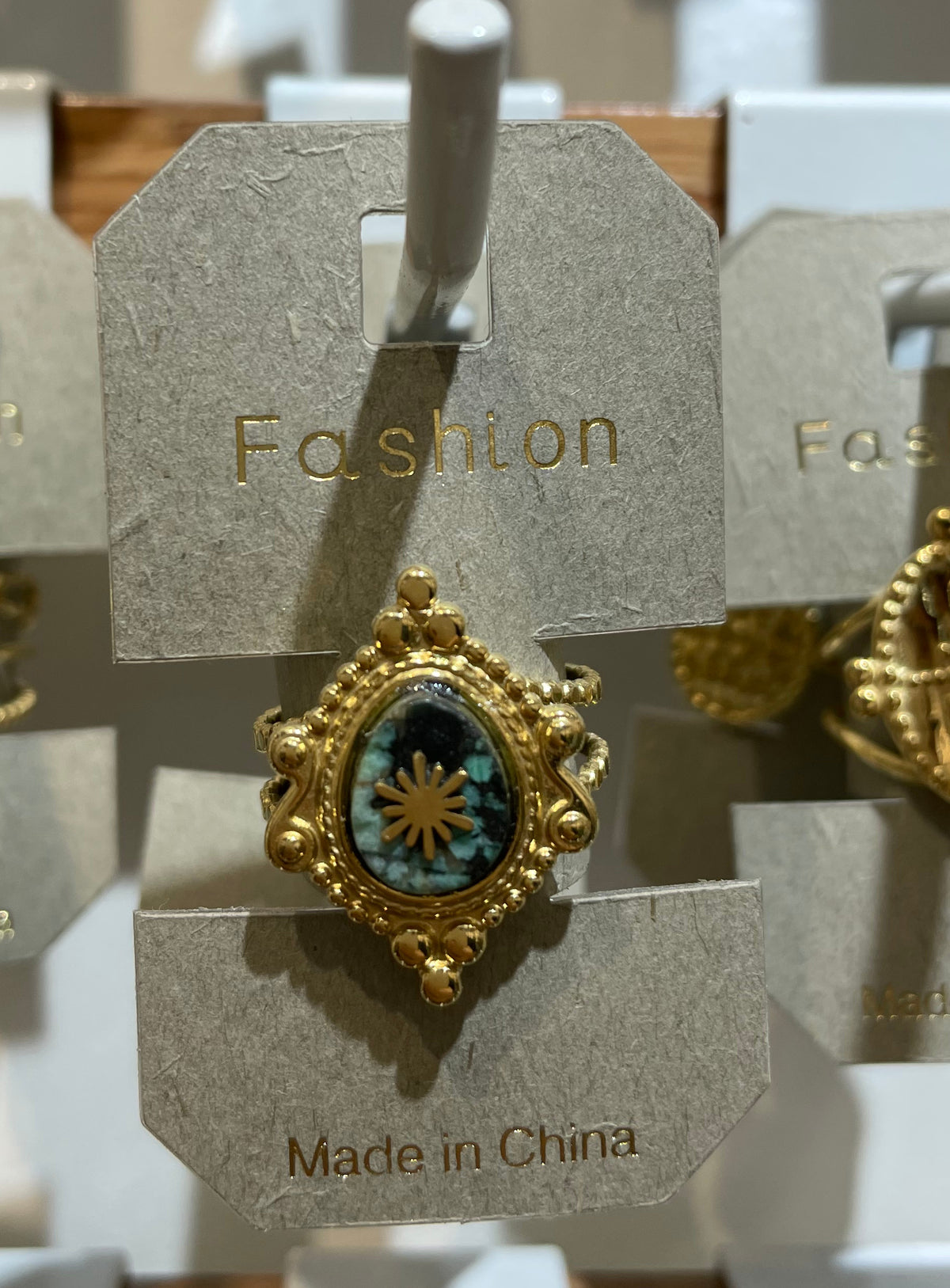 Blue Sunburst Ornate Ring - W1-0200