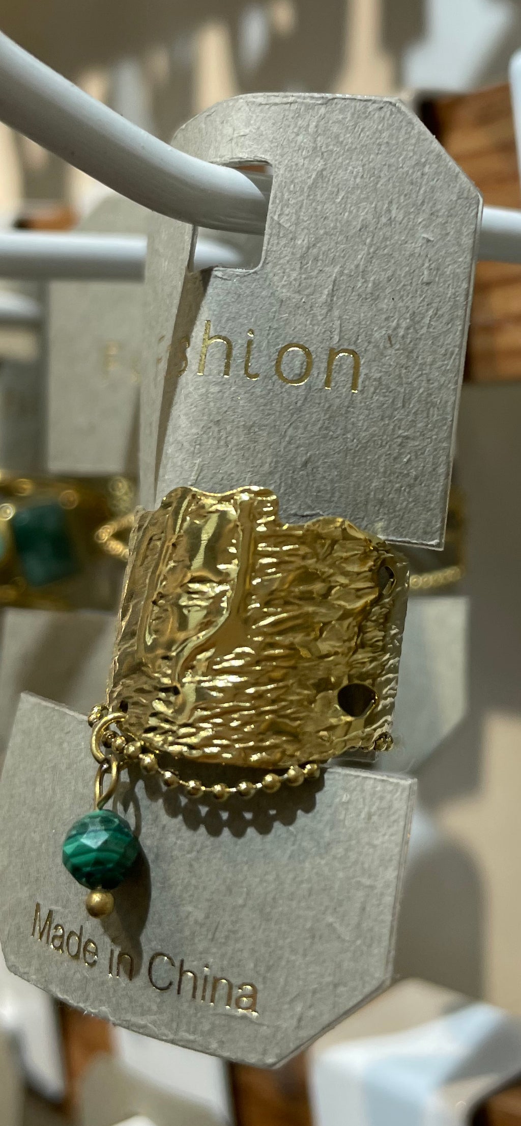Green Charm Textured Ring - W1-0201