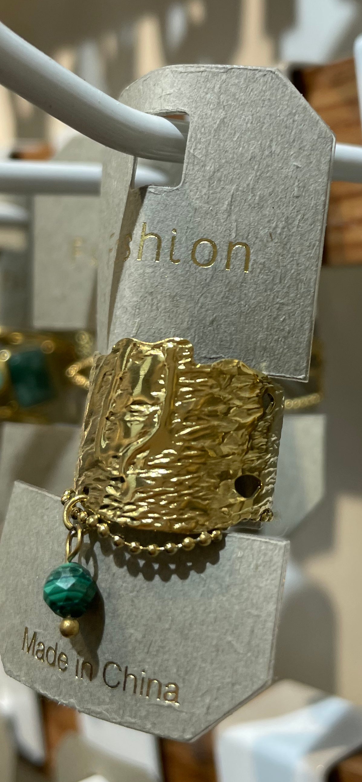 Green Charm Textured Ring - W1-0201
