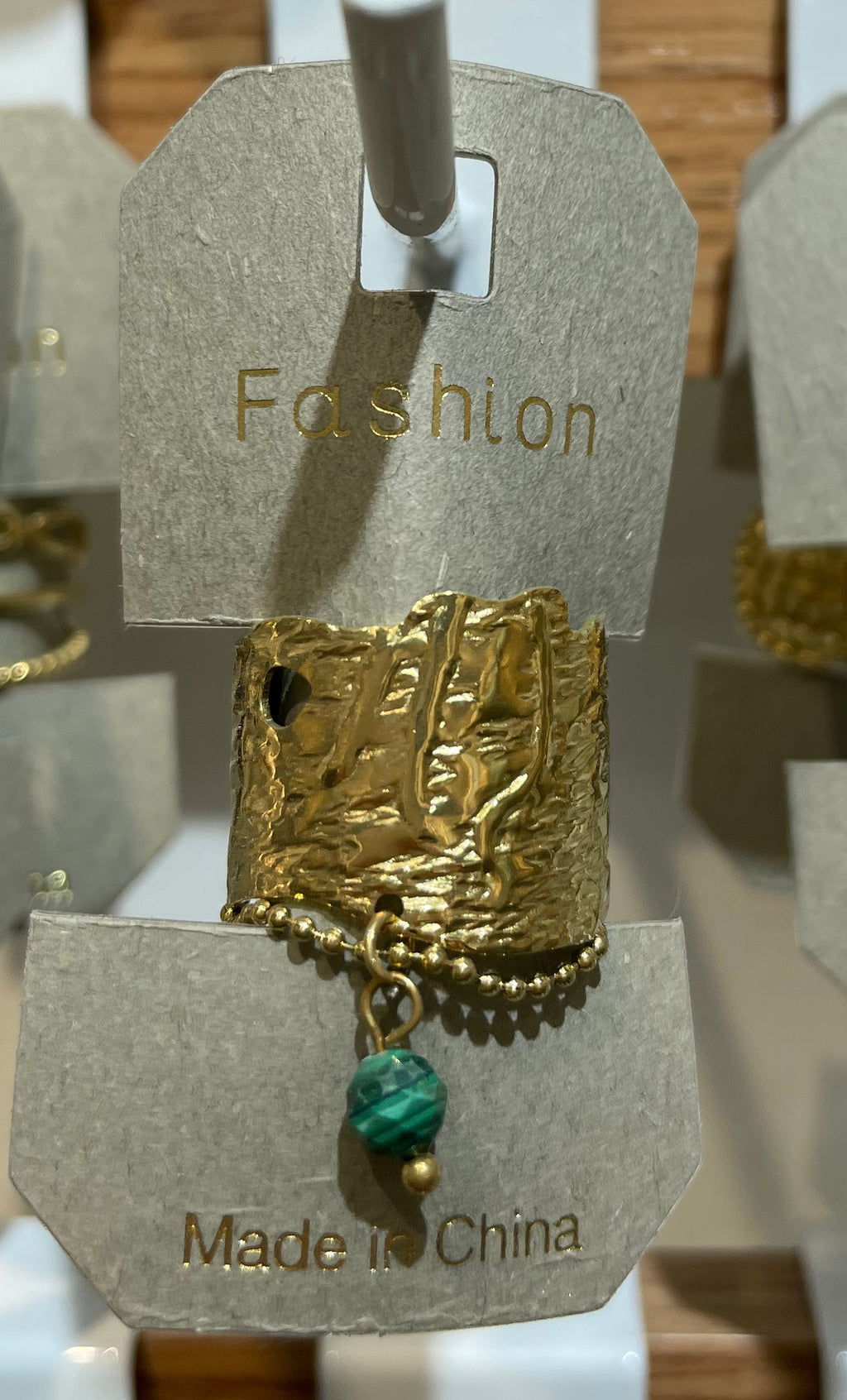 Green Charm Textured Ring - W1-0201