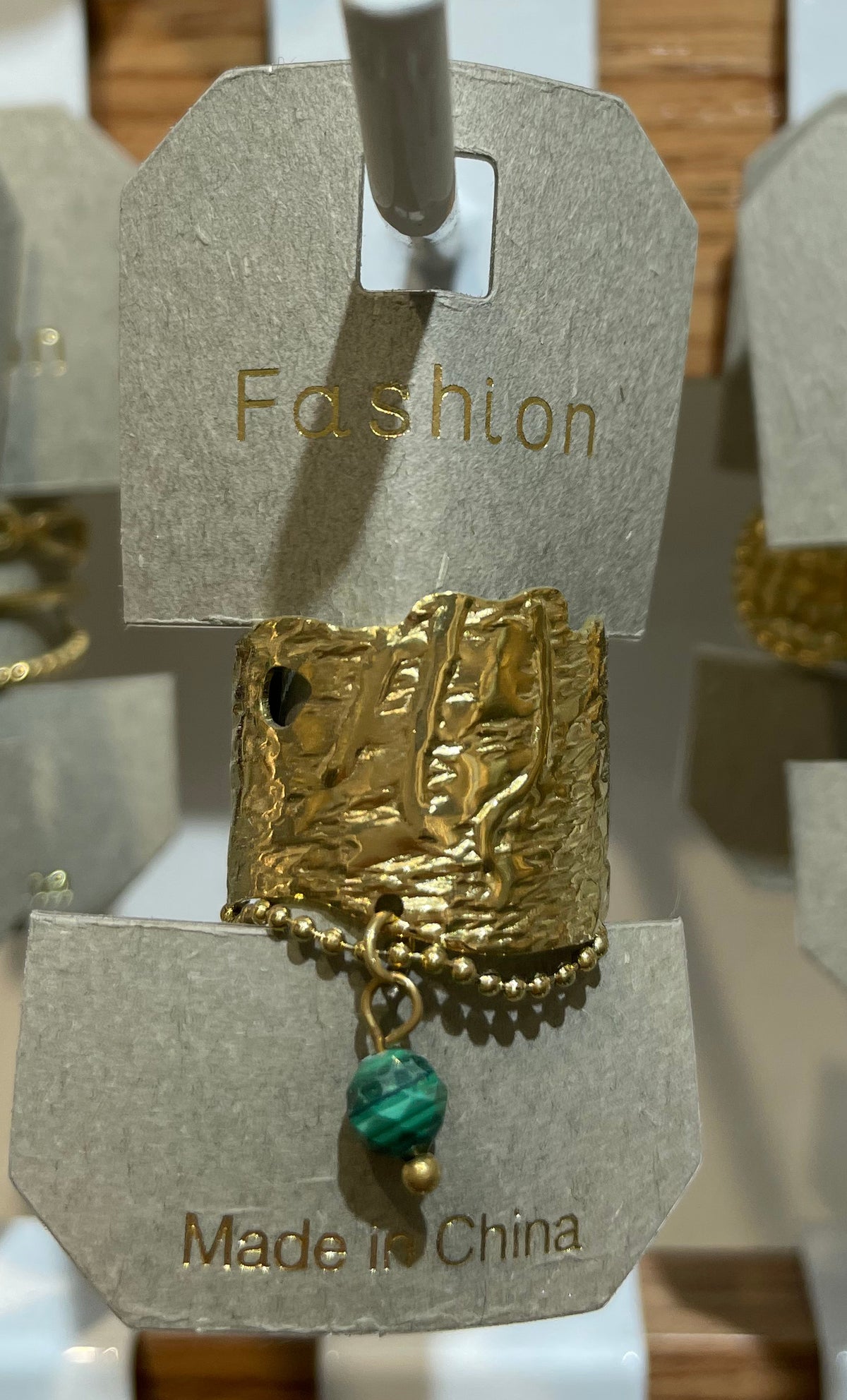 Green Charm Textured Ring - W1-0201