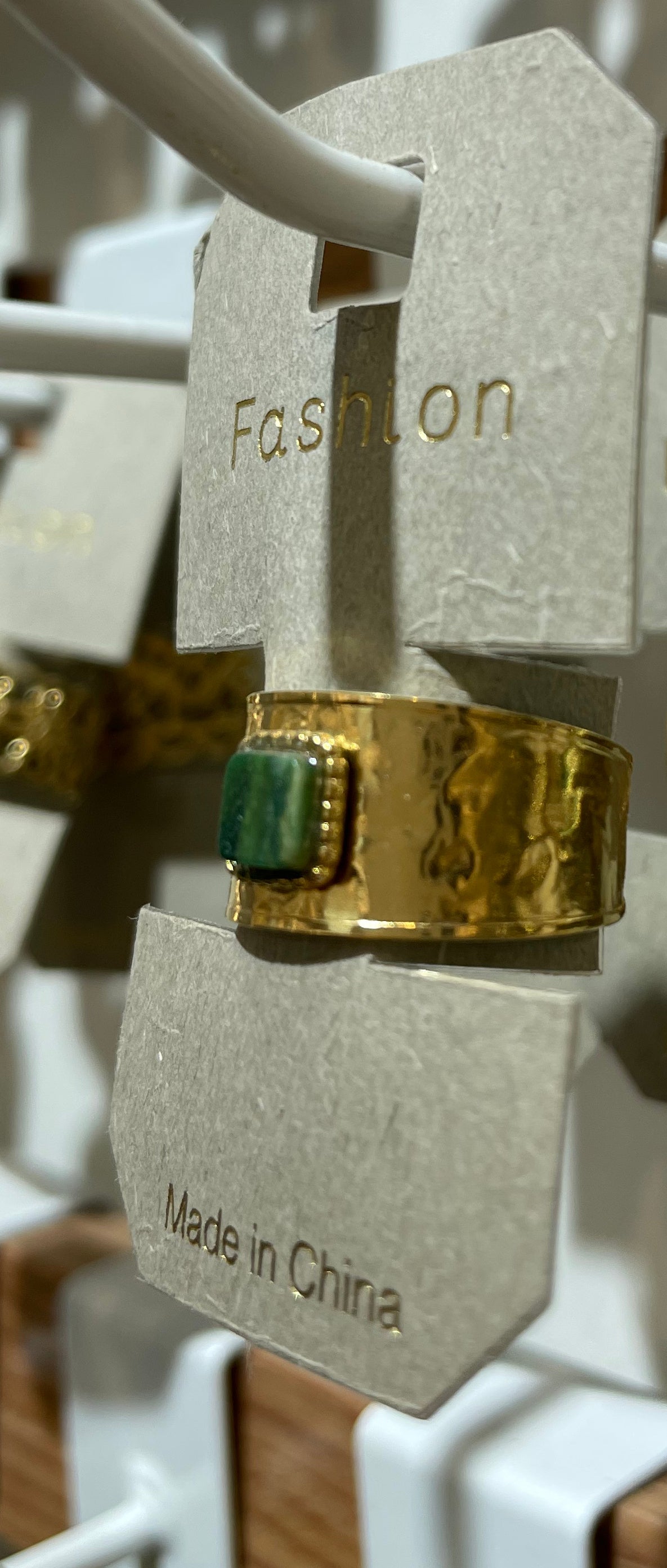 Green Square Textured Band Ring - W1-0207