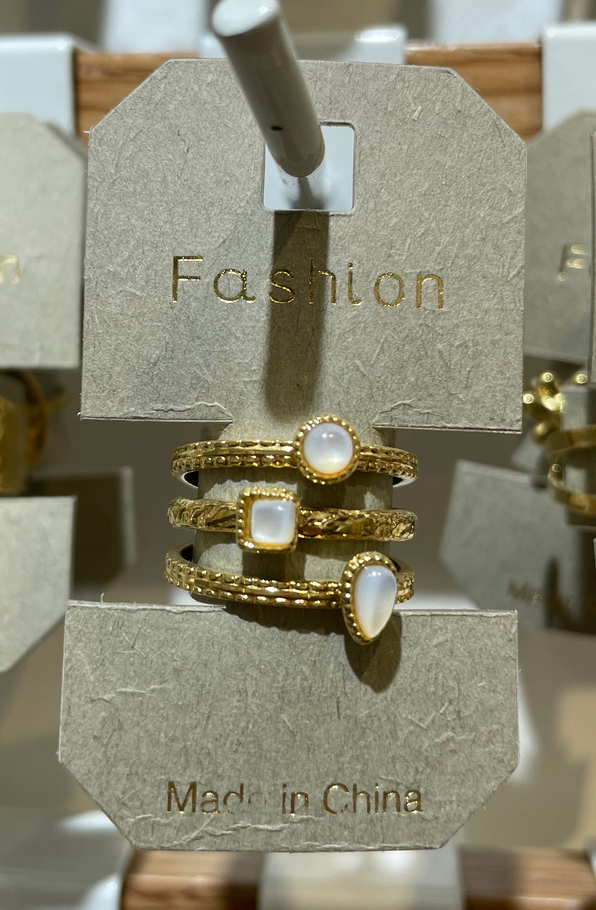 White Stone Triple Row Ring - W1-0210