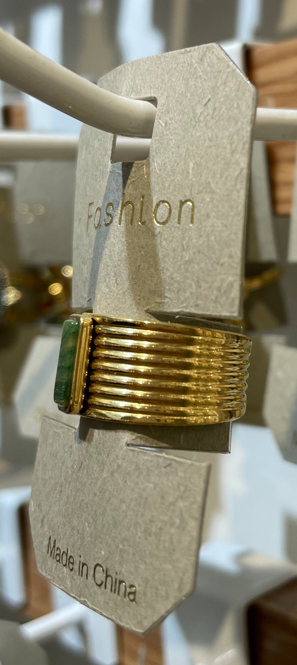 Green Bar Layered Band Ring - W1-0213