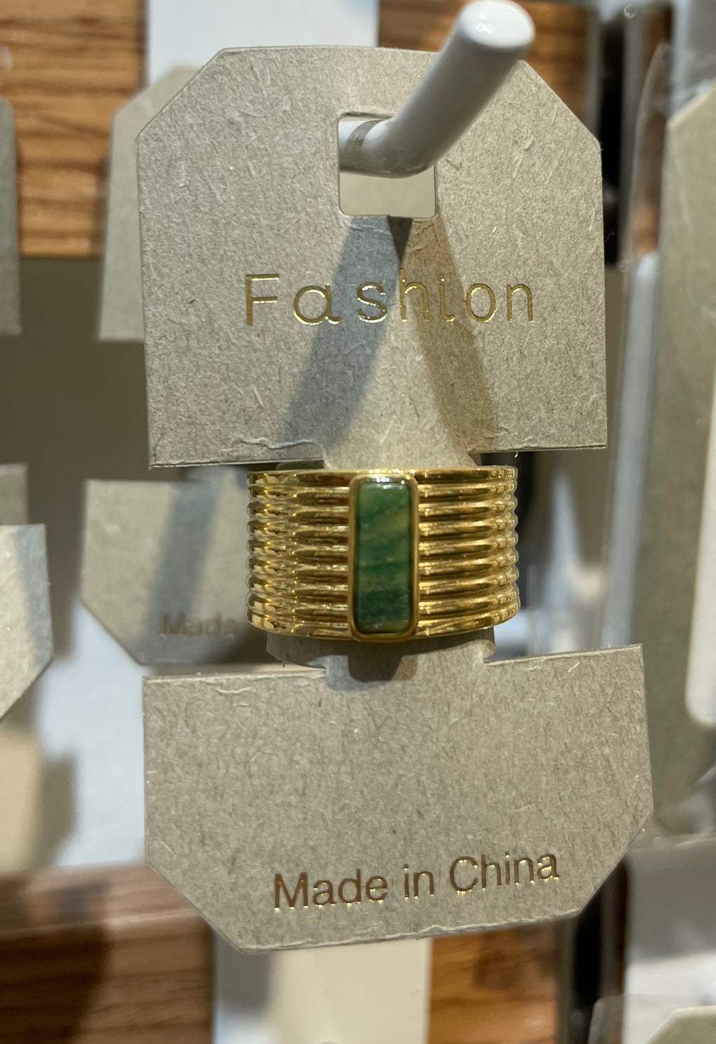 Green Bar Layered Band Ring - W1-0213