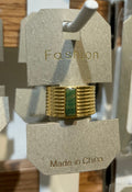 Green Bar Layered Band Ring - W1-0213