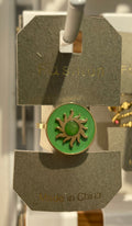 Green Oval Sun Motif Ring - W1-0216