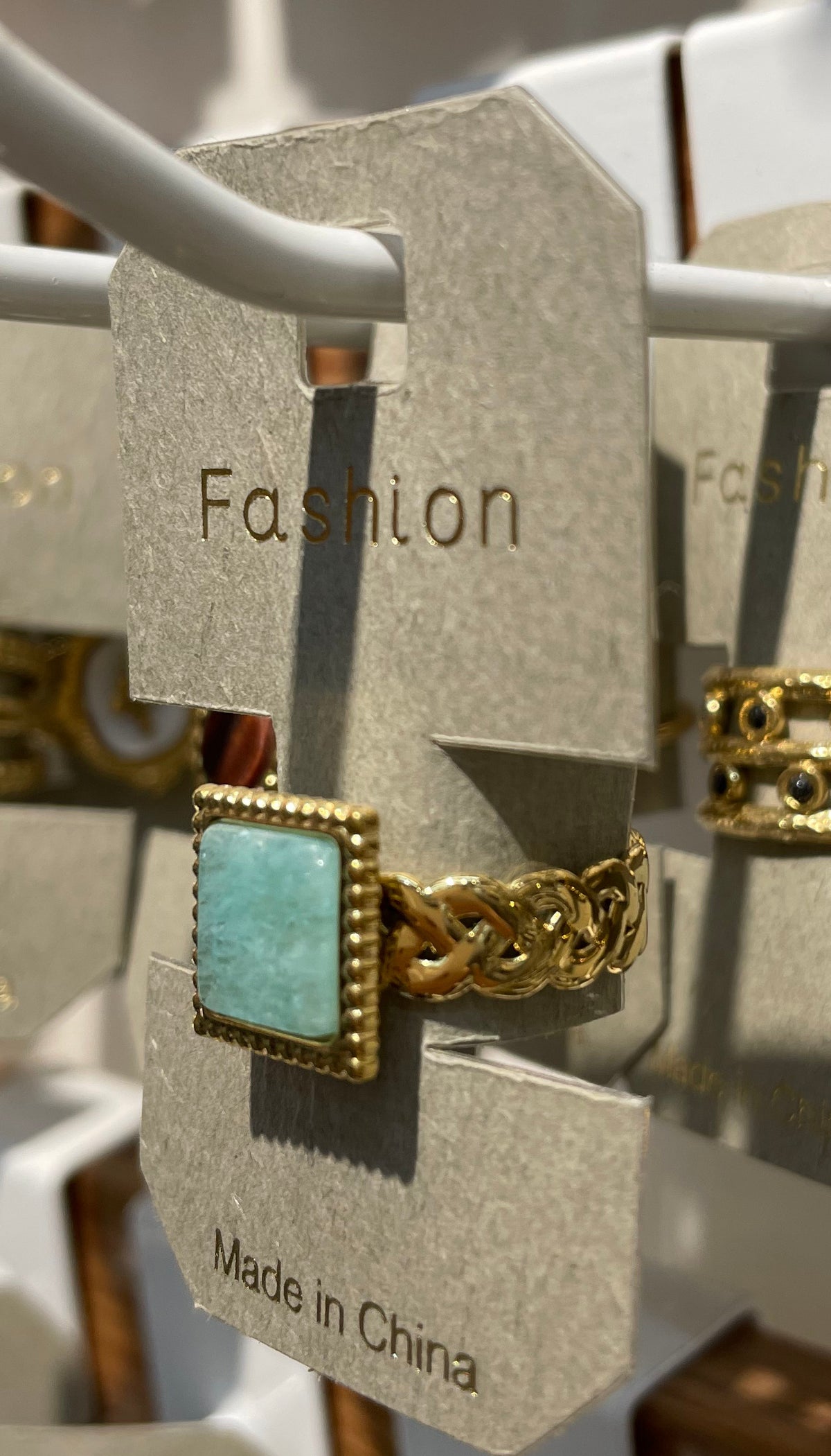 Light Blue Square Stone Ring - W1-0224