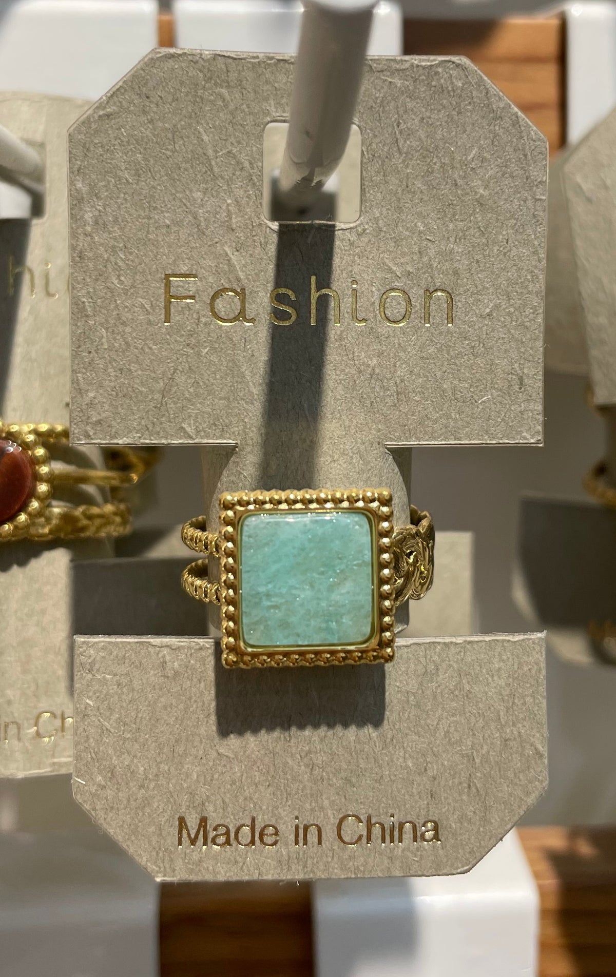 Light Blue Square Stone Ring - W1-0224