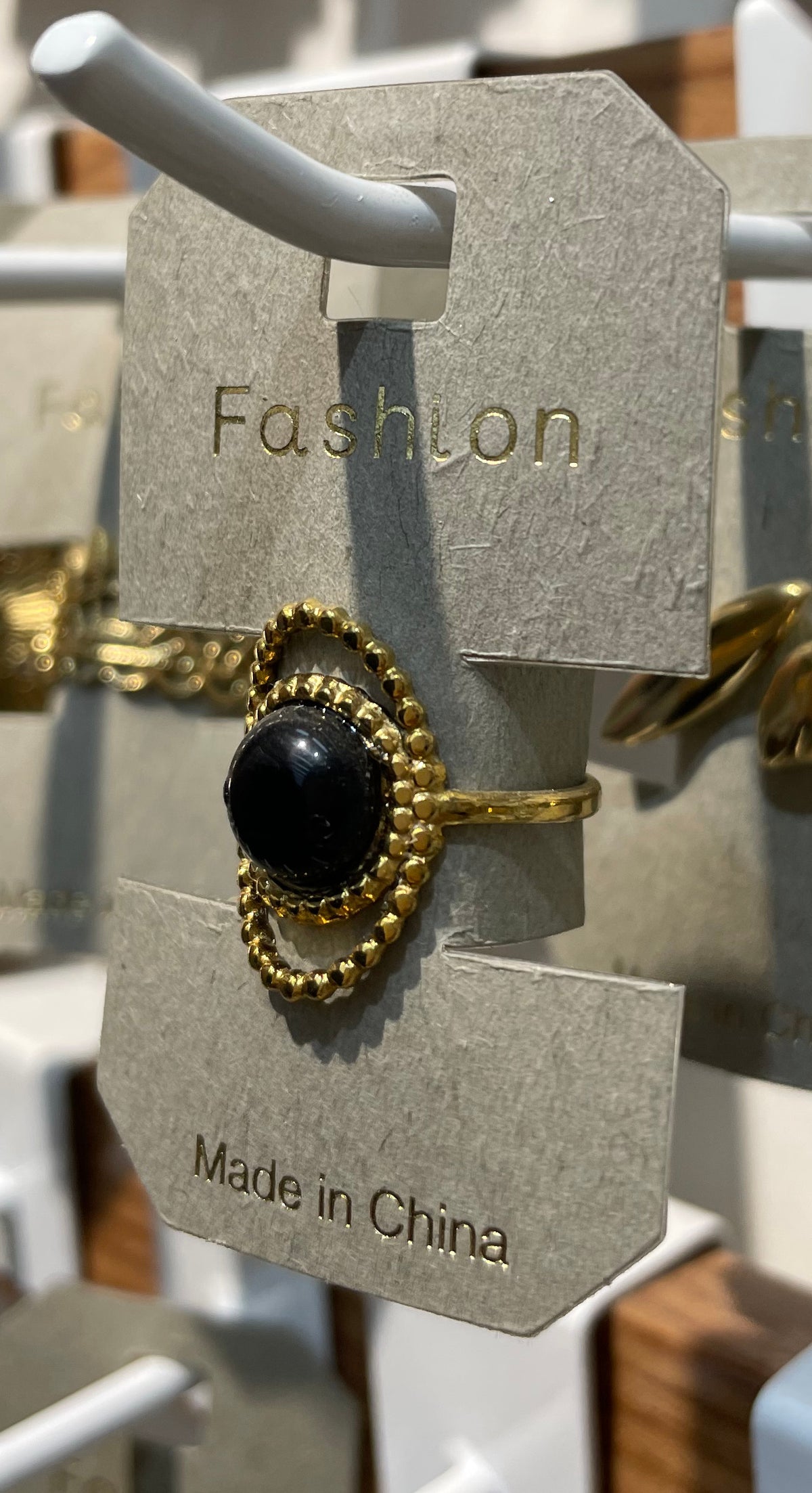 Black Oval Rope Frame Ring - W1-0233