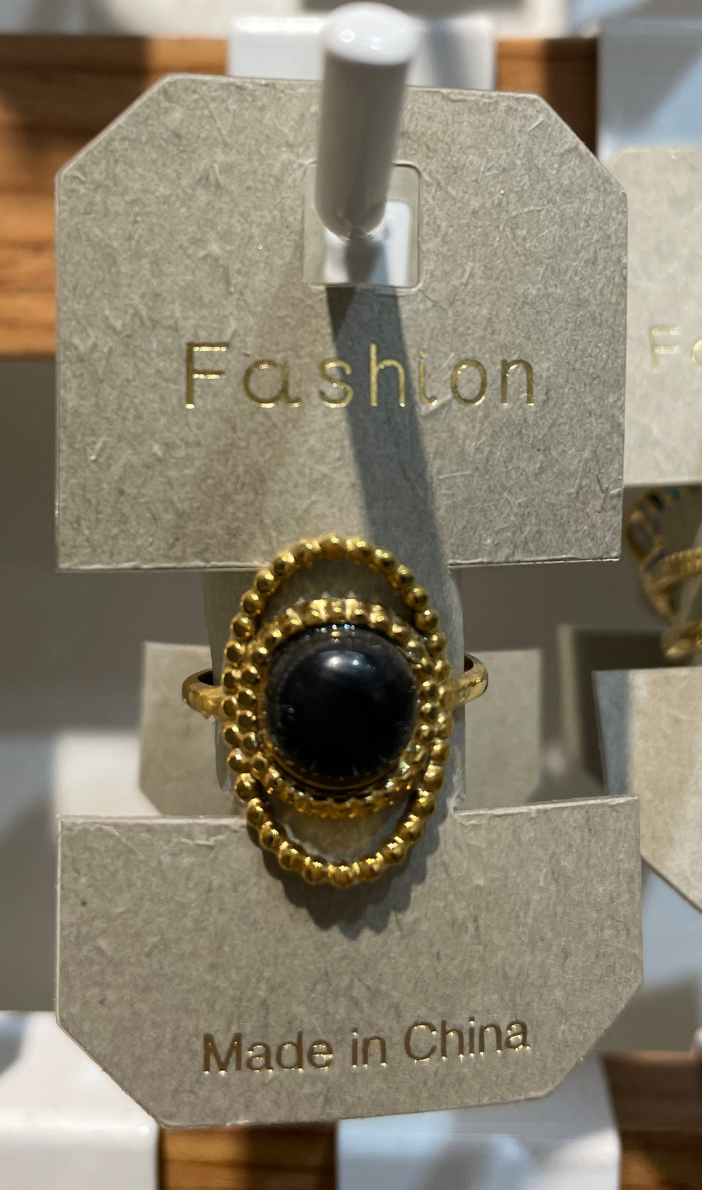 Black Oval Rope Frame Ring - W1-0233