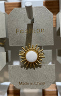 White Round Sunburst Ring - W1-0246