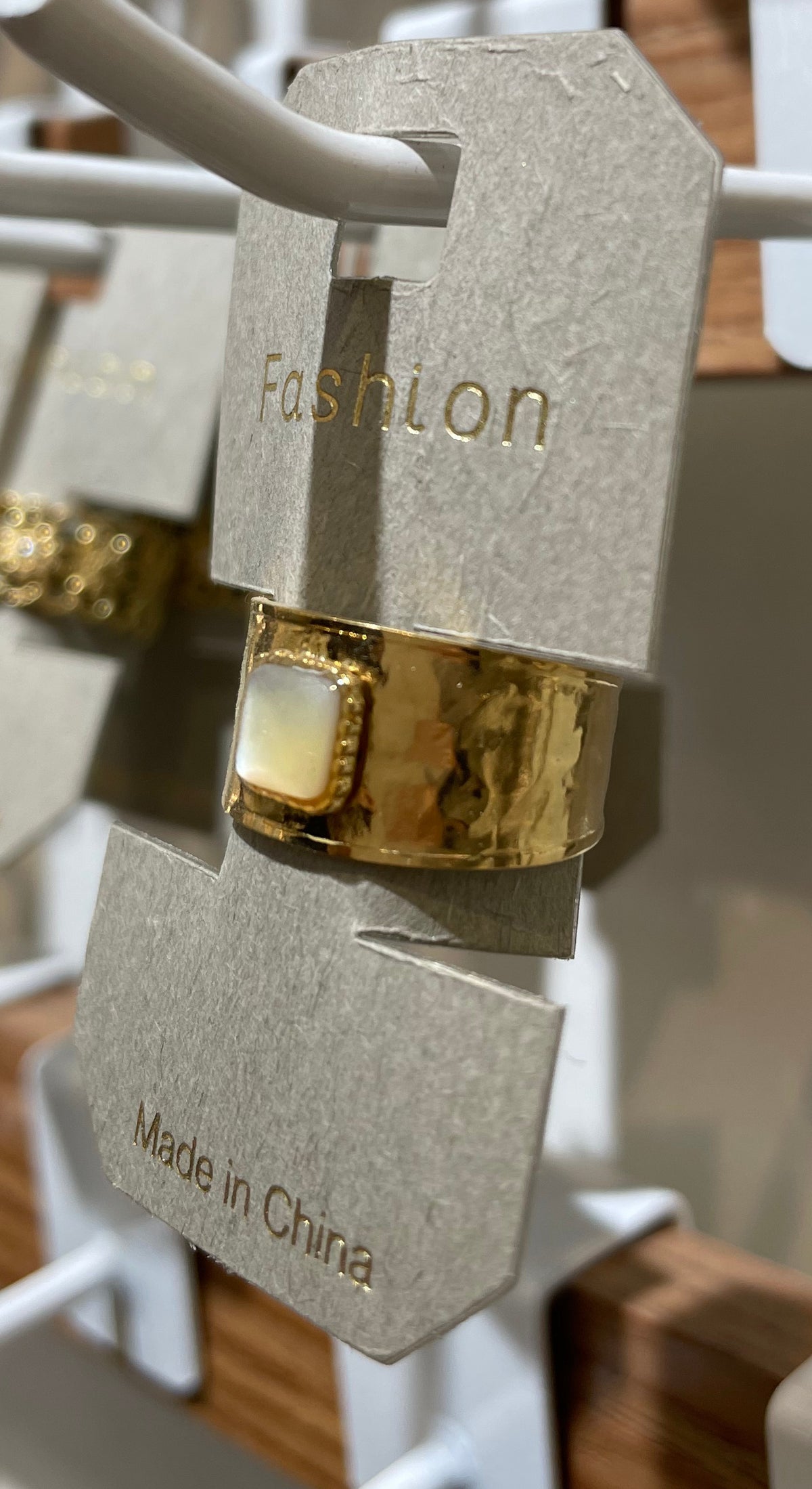 White Square Textured Band Ring - W1-0251
