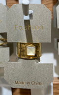 White Square Textured Band Ring - W1-0251