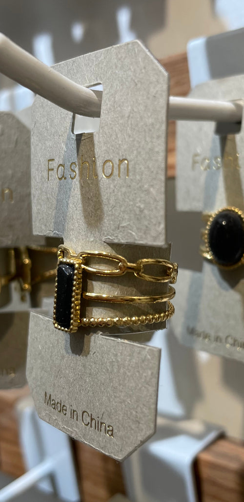 Black Bar Triple Band Ring - W1-0256