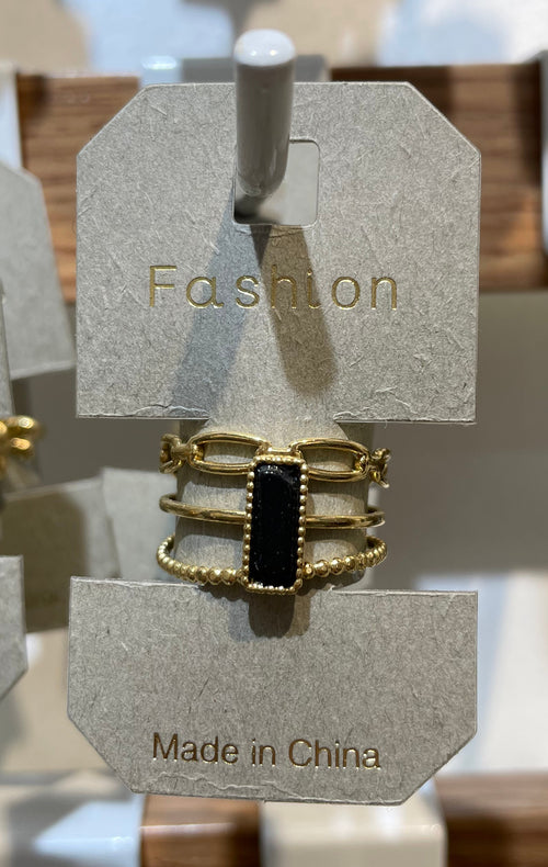 Black Bar Triple Band Ring - W1-0256