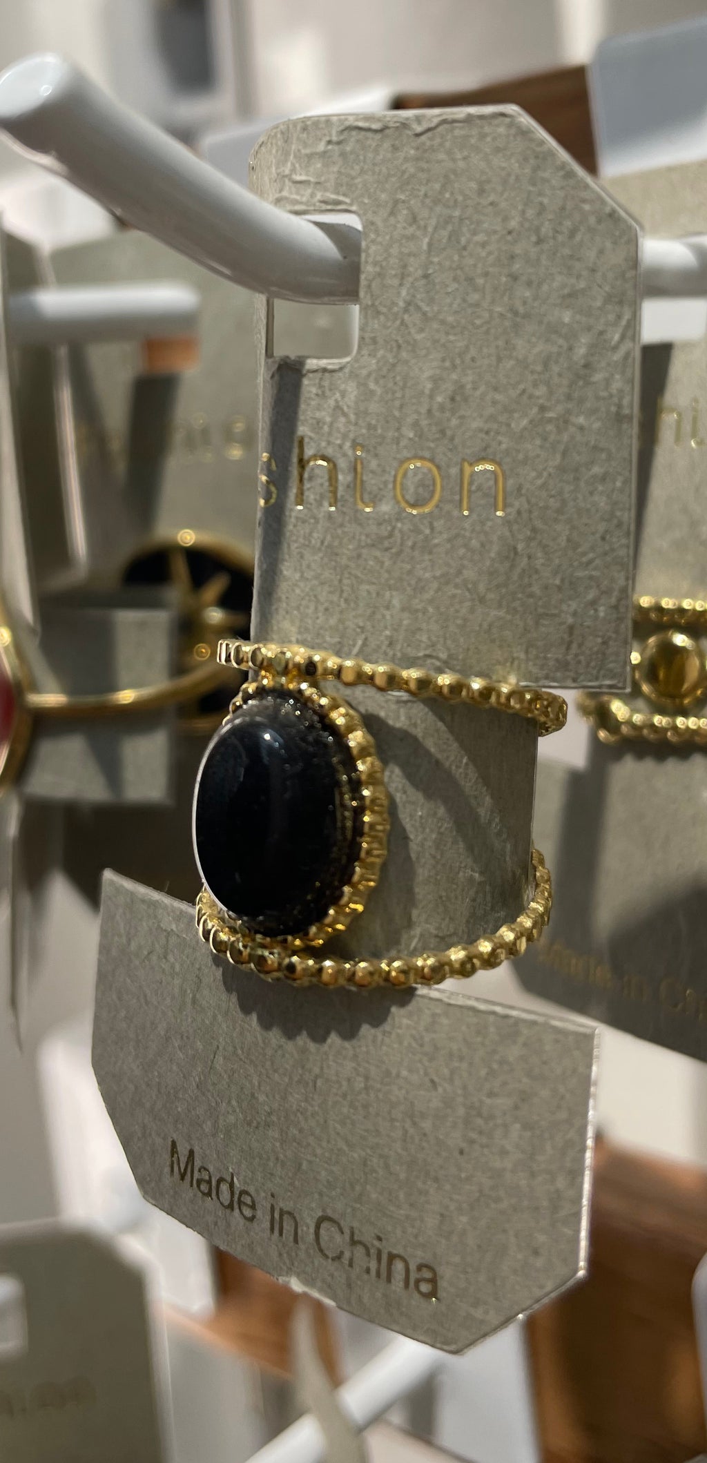 Black Oval Open Cuff Ring - W1-0262
