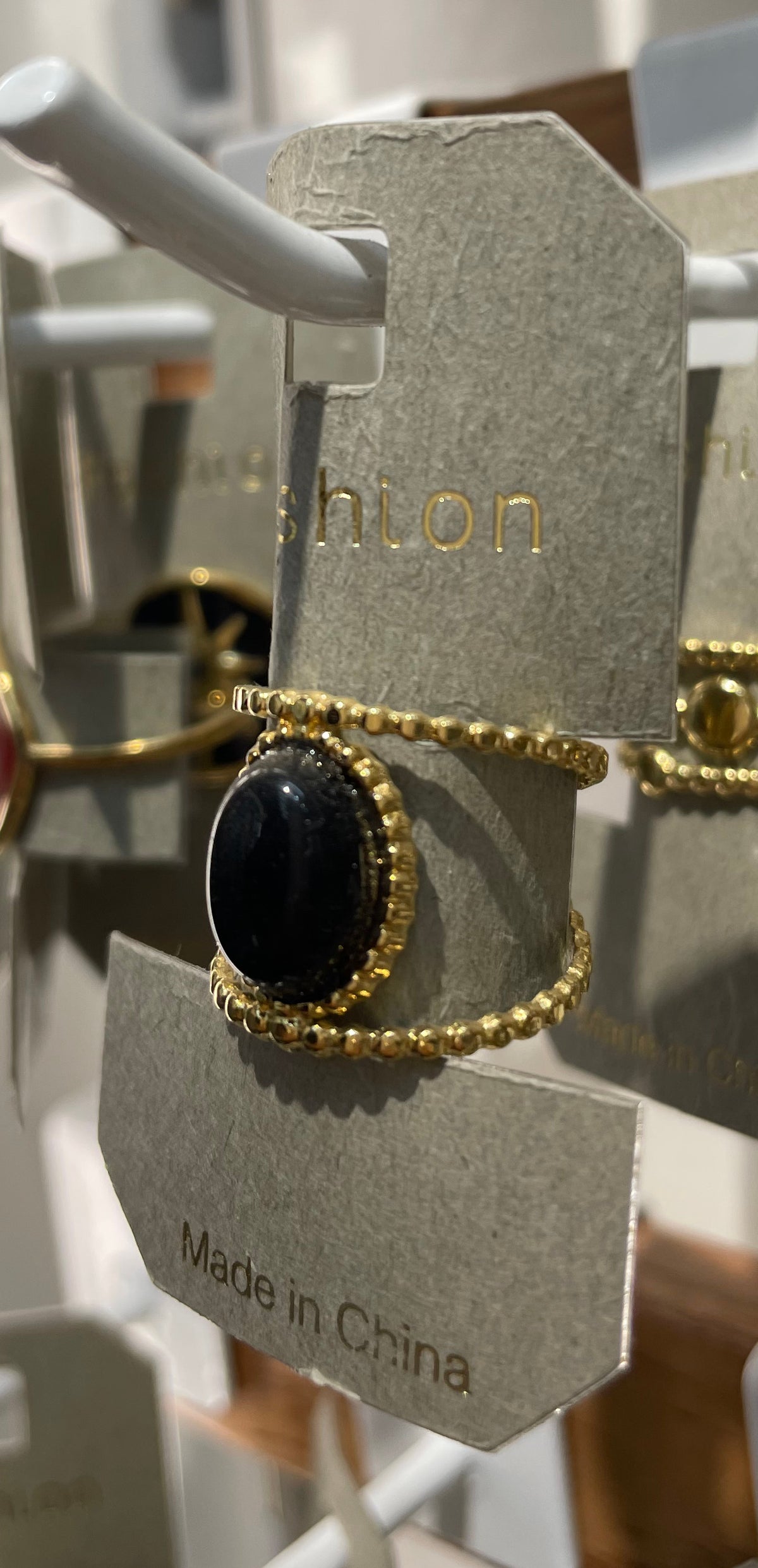 Black Oval Open Cuff Ring - W1-0262