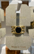 Black Round Triple Band Ring - W1-0268