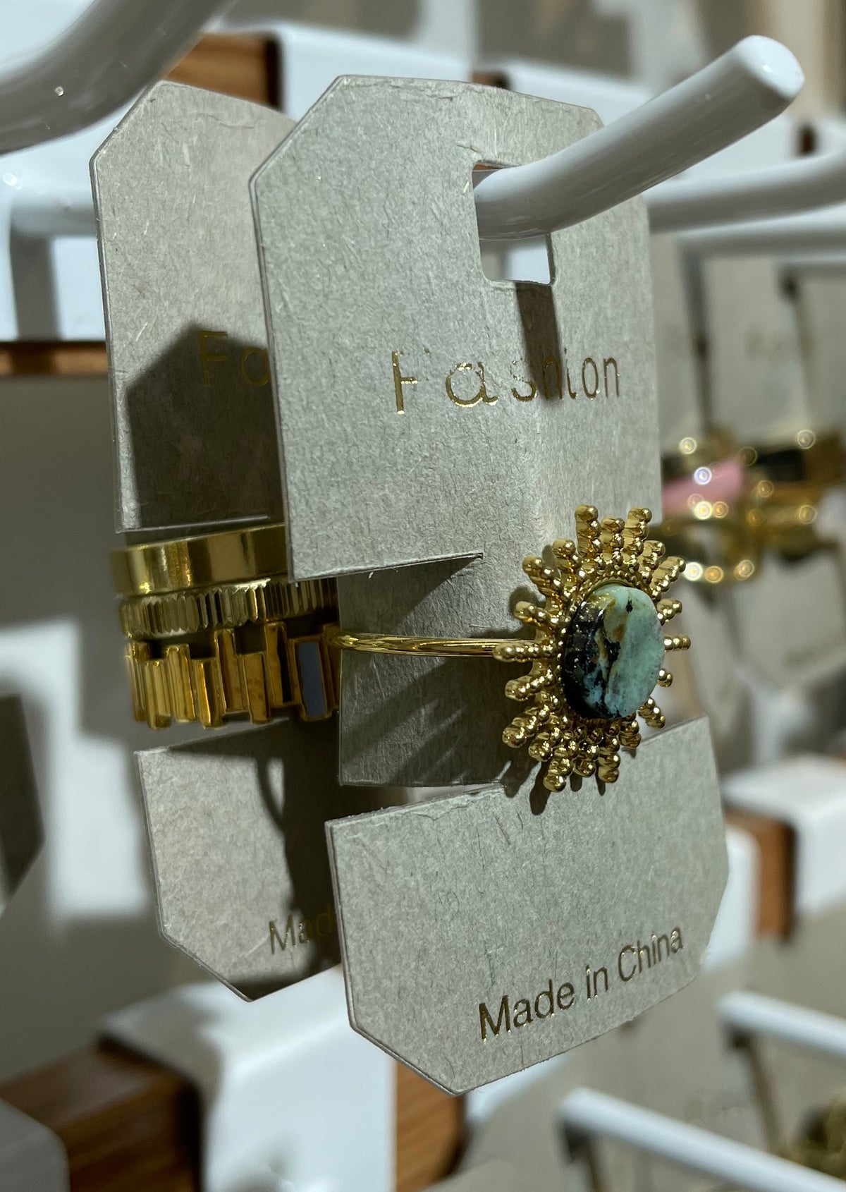 Turquoise Sunburst Stone Ring - W1-0277