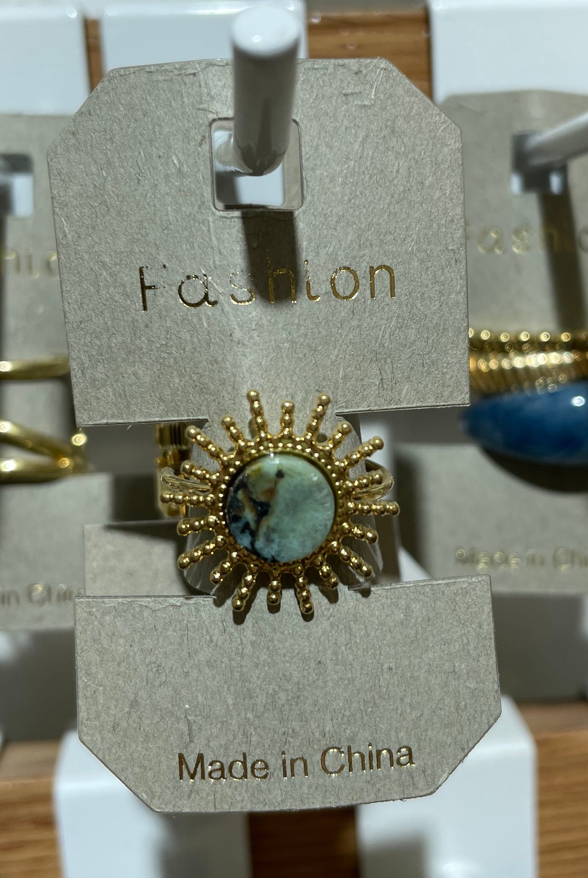 Turquoise Sunburst Stone Ring - W1-0277