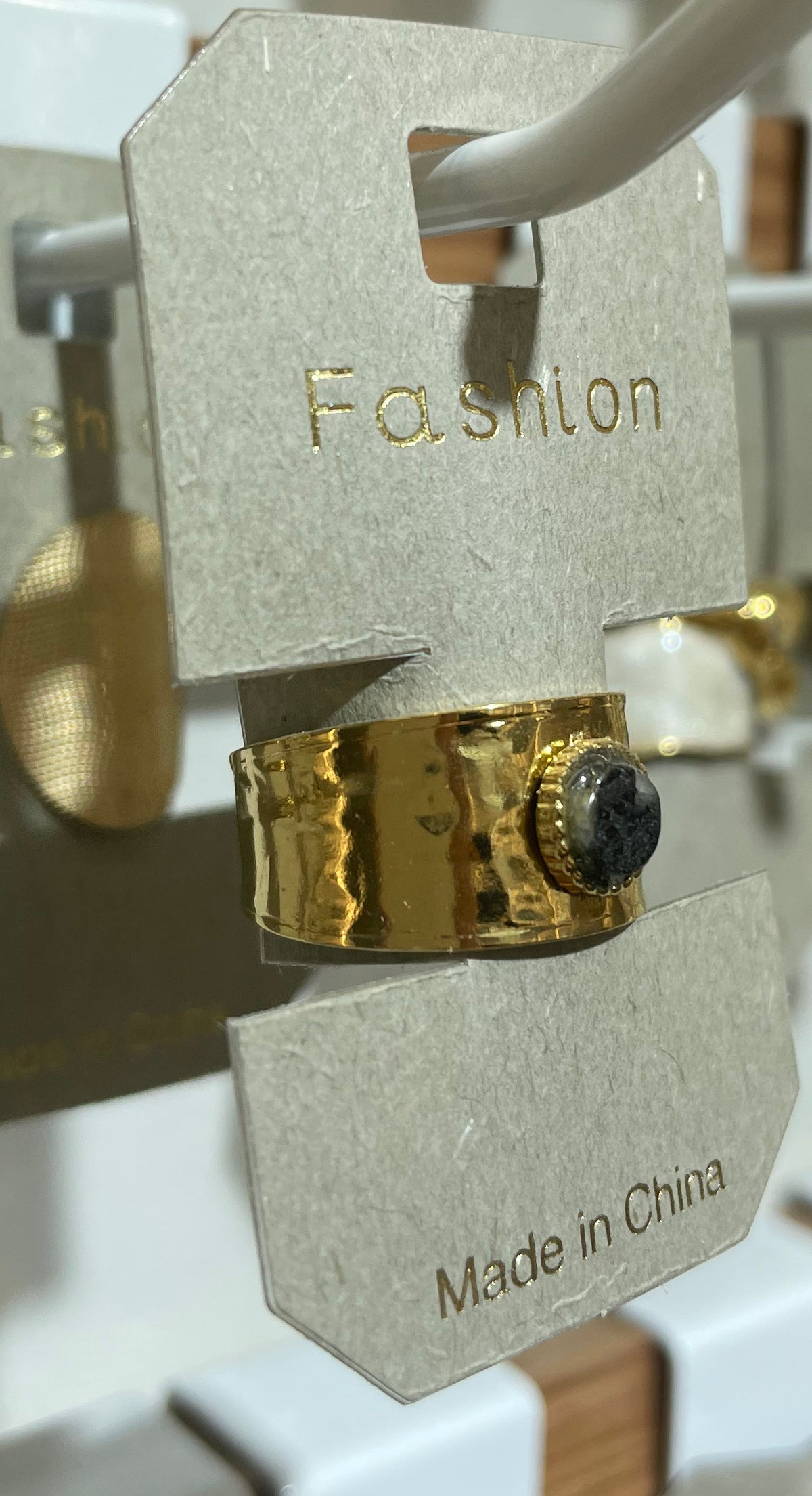 Dark Round Hammered Band Ring - W1-0278