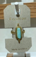 Turquoise Ornate Oval Ring - W1-0284